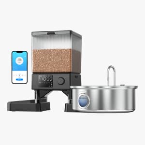 OneIsAll 5L Automatic Cat Feeder + 7L Pet Water Fountain Bundle for $80