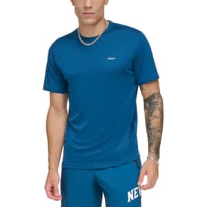 DKNY Men's Short Sleeve Quick Dry 40+ Protection UPF Active Top, Poseidon Blue, Medium for $13