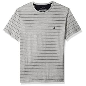 Nautica Men's Short Sleeve Striped Crew Neck T-Shirt, Grey Heather, Small for $20