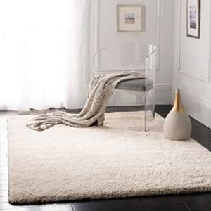 Safavieh California Premium Shag Collection SG151-1212 2-inch Thick Area Rug, 6' 7" Square, Ivory for $170