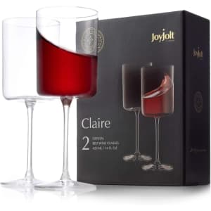 JoyJolt Claire 14-oz. Red Wine Glass Set for $18