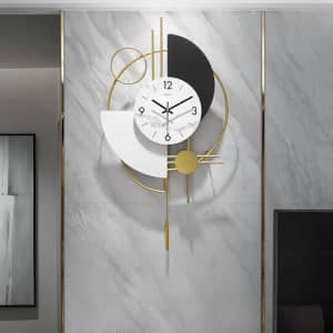 Geometric 3D Gold Pendulum Wall Clock for $37
