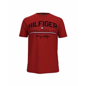 Tommy Hilfiger Men's Short Sleeve Graphic T Shirt, Apple RED, XS for $37