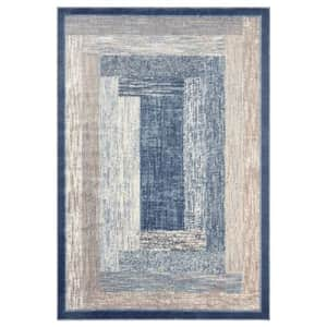 Home Dynamix Royalty Vega Contemporary Geometric Area Rug, Blue/Ivory, 5'2"x7'2" for $42