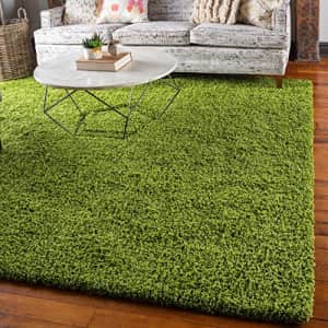 Unique Loom Solid Shag Collection Area Rug (8' Square, Grass Green) for $99