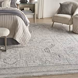 Nourison Nyle Traditional Ivory/Grey/Blue 9'10" x 13'6" Area Rug, Easy Cleaning, Non Shedding, Bed for $475