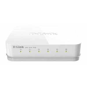 D-Link Ethernet Switch, 5 Port Unmanaged Gigabit Desktop Plug and Play Compact Design White for $20