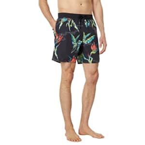 Volcom Men's Standard 17-inch Elastic Waist Surf Swim Trunks, Beach Bunch Black, Small for $25