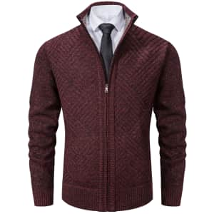 Vcansion Men's Stand Collar Cardigan for $13