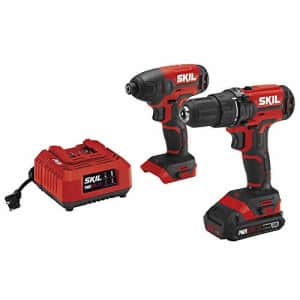 SKIL 20V 2-Tool Combo Kit: 20V Cordless Drill Driver and Impact Driver Kit, Includes 2.0Ah PWRCore for $88