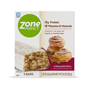 Zone Perfect ZonePerfect Protein Bars, 18 vitamins & minerals, 15g protein, Nutritious Snack Bar, Cinnamon Roll, for $20