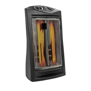 Comfort Zone CZQTV007BK Fan-Assisted Tower Radiant Quartz Heater, Black, Deluxe Forced for $40