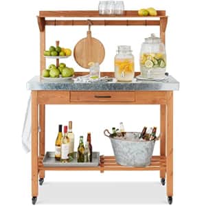 Best Choice Products Mobile Outdoor Table and Storage Cabinet w/Grill Accessory Hooks, 4 Locking for $200