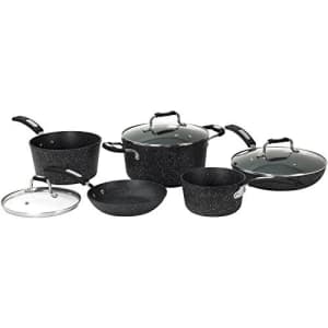 THE ROCK by Starfrit 030930-001-0000 8-Piece Cookware Set with Bakelite Handles, Black for $186
