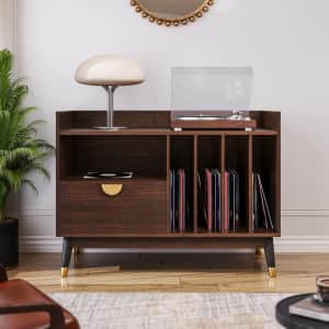 Margaux Mid Century Record Player Stand Book Cabinet for $170
