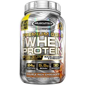 MuscleTech Premium Gold 100% Whey Protein Powder, Whey Protein Isolate & Peptides Shake for Men and for $22 MuscleTech Premium Gold 100% Whey Protein Powder, Whey Protein Isolate & Peptides Shake for Men and for $22