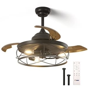 Amico Power Amico 36'' Retractable Ceiling Fan with Light and Remote, Small Ceiling Fan with Light, Reversible, for $90