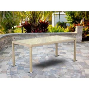 East West Furniture Outdoor Wicker Patio Table in Cream Finish for $209