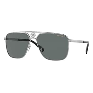 Versace VE 2238 100181 Gunmetal Metal Rectangle Sunglasses Grey Polarized Lens for $118