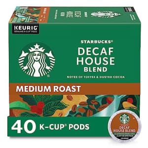 Starbucks K-Cup Coffee Pods, Medium Roast, Decaf House Blend for Keurig Brewers, 100% Arabica, 1 for $38