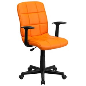 Flash Furniture Mid-Back Orange Quilted Vinyl Swivel Task Office Chair with Arms for $110 Flash Furniture Mid-Back Orange Quilted Vinyl Swivel Task Office Chair with Arms for $110