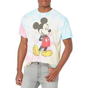 Disney Characters Traditional Mickey Young Men's Short Sleeve Tee Shirt, BLU/PNK/LY, XX-Large for $15