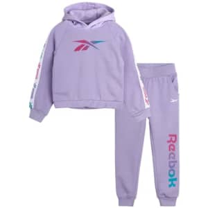 Reebok Girls' Sweatsuit - 2 Piece Performance Fleece Sweatshirt and Jogger Sweatpants - Activewear for $20