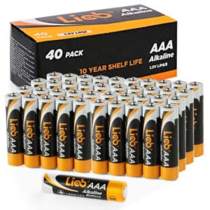 LiCB AAA Batteries 40-Pack for $15