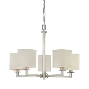 Hampton Bay Menlo Park 5-Light Chandelier w/ Fabric Shades for $79