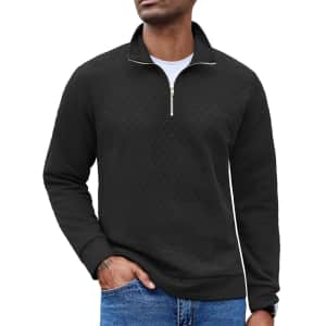 Coofandy Men's Quarter Zip Pullover Sweater for $13