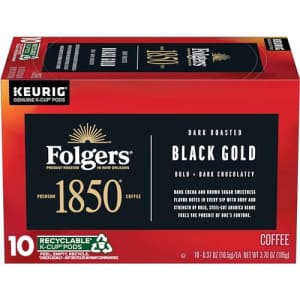 Folgers 1850 Black Gold Dark Roast Coffee, 60 Keurig K-Cup Pods for $39