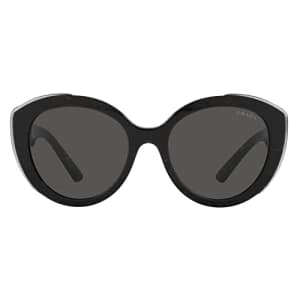 Prada PR 01YS 09V5S0 Black Plastic Cat-Eye Sunglasses Grey Lens for $93