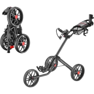 CaddyTek 15.3 V2 Deluxe Quad-Fold Golf Push Cart for $91