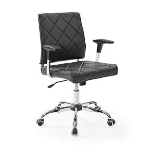 Modway Lattice Modern Faux Leather Mid Back Computer Desk Office Chair In Black for $160