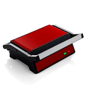 Ovente Electric Panini Press Grill and Sandwich Maker with Nonstick Coated Plates, Opens 180 for $25