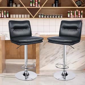 Modern Square PU Leather Bar Stool 2-Pack for $69