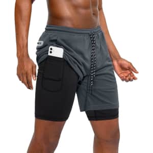 Men's 2-in-1 Running Shorts for $14