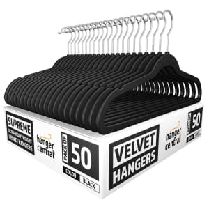 Hanger Central Velvet Heavyweight Clothing Hanger 50-Pack for $20