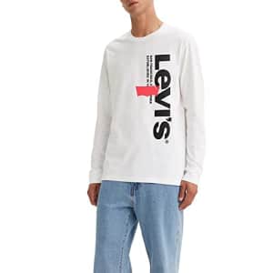 Levi's Men's Relaxed Long Sleeve T-Shirt, (New) Vertical White Graphic, X-Small for $19