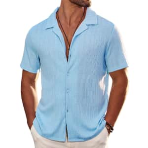 Coofandy Men's Knit Polo Shirt for $12