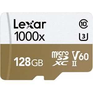 Lexar Professional 1000x microSDXC 128GB UHS-II/U3 (up to 150MB/s Read) with USB 3.0 Reader Flash for $75