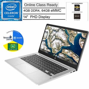 HP Chromebook 14 14" FHD Laptop Computer, for Education or Student, Intel Celeron N4000, 4GB DDR4, for $179