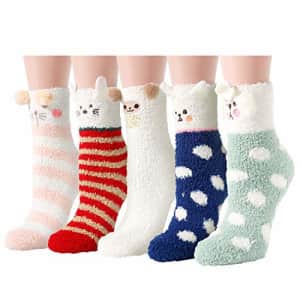 Zmart Fuzzy Socks for Women Girls 5 Pack Colorful Indoors Animal Fluffy Slipper Socks for $15 Zmart Fuzzy Socks for Women Girls 5 Pack Colorful Indoors Animal Fluffy Slipper Socks for $15
