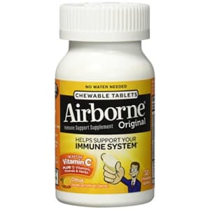 Airborne Citrus Chewable Tablets, 32 count - 1000mg of Vitamin C - Immune Support Supplement for $11