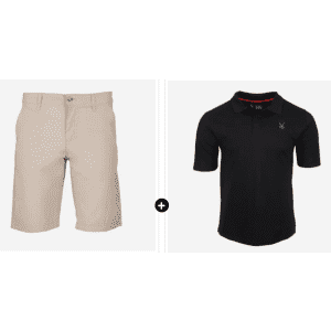 Chaps Men's Performance Flat Front Shorts + Spyder Men's Polo for $25