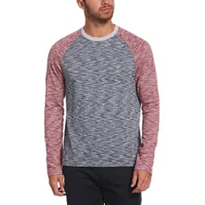 Original Penguin Men's Heathered Color Block Long Sleeve Baseball Tee Shirt, Dark Sapphire, Medium for $28