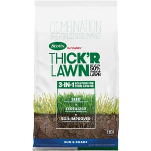 Scotts Turf Builder THICK'R LAWN Grass Seed, Fertilizer, and Soil Improver 40-lb. Bag for $45