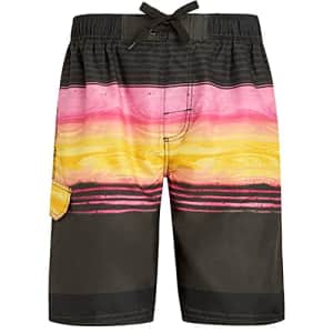 Kanu Surf Men's Mirage Swim Trunks (Regular & Extended Sizes), Moonbeam Black/Pink, Medium for $11