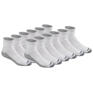 Dickies Men's Dri-Tech Moisture Control Quarter Socks (6, 18, White (12 Pairs), Large for $32