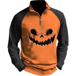 Men's Pullover 1/4-Zip Pumpkin Jacket for $9